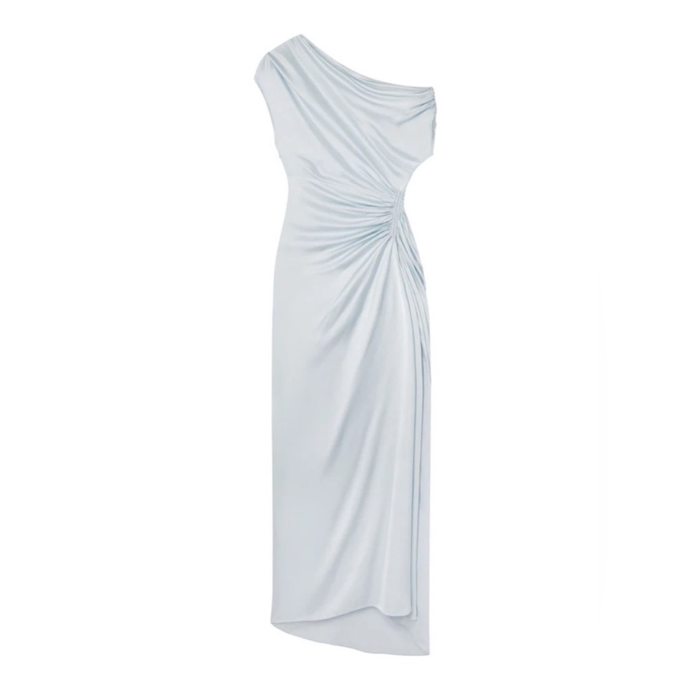 A.L.C. Pale Blue One-Shoulder Ruched Maxi Dress - Picture 6 of 14